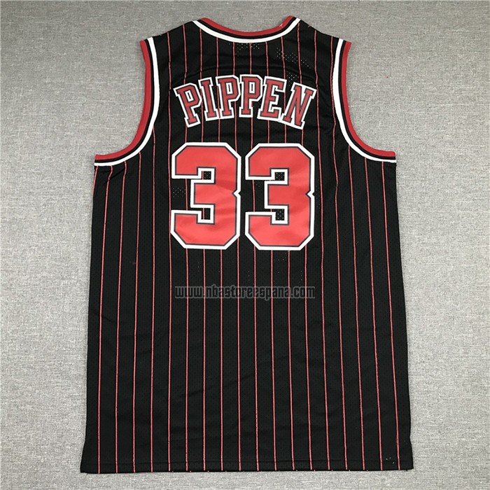 Camiseta Chicago Bulls Scottie Pippen NO 33 Hardwood Classics Throwback 1995-96 Negro